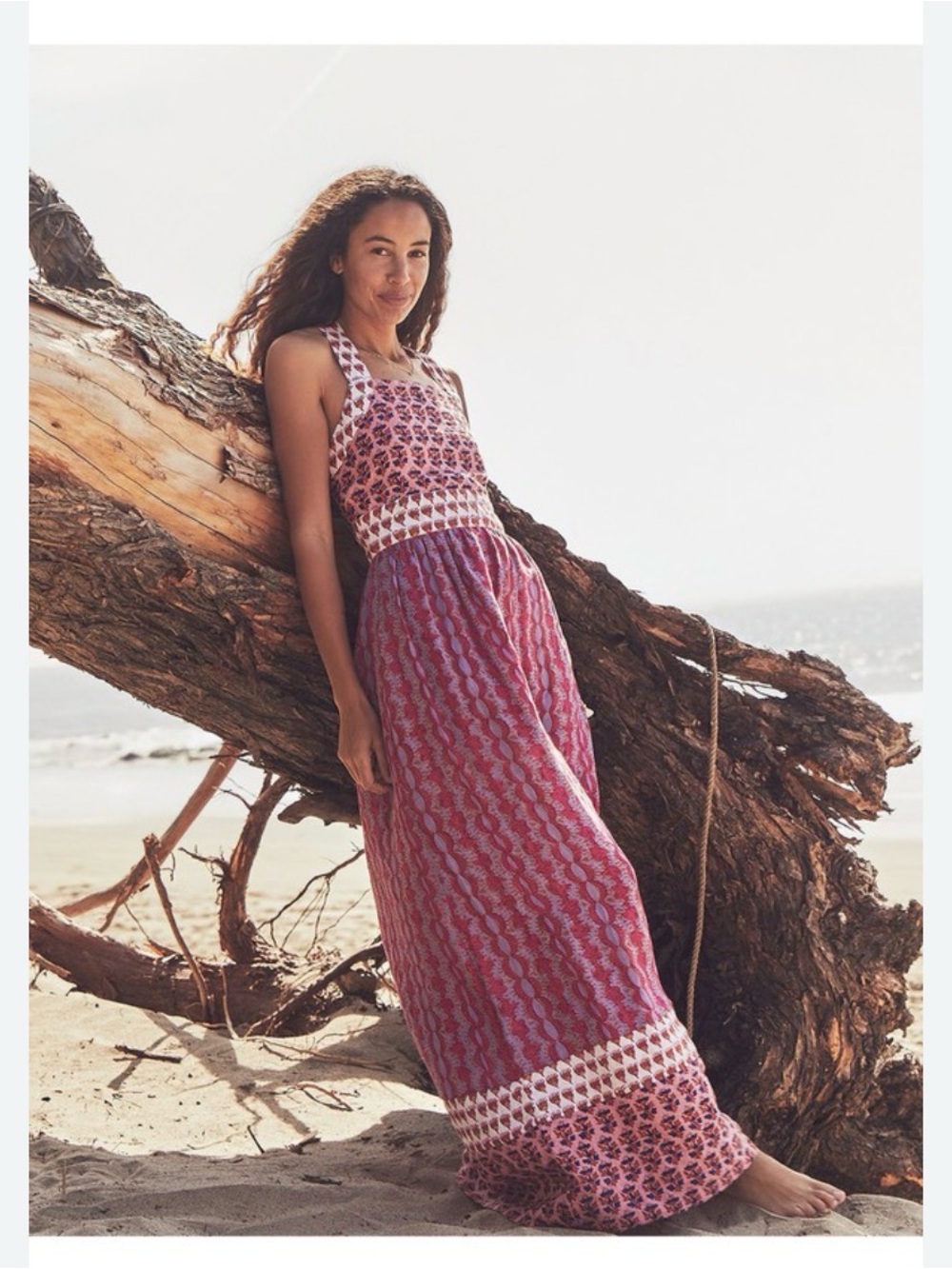 Faherty Pink block print Maxi Dress - Summer dress